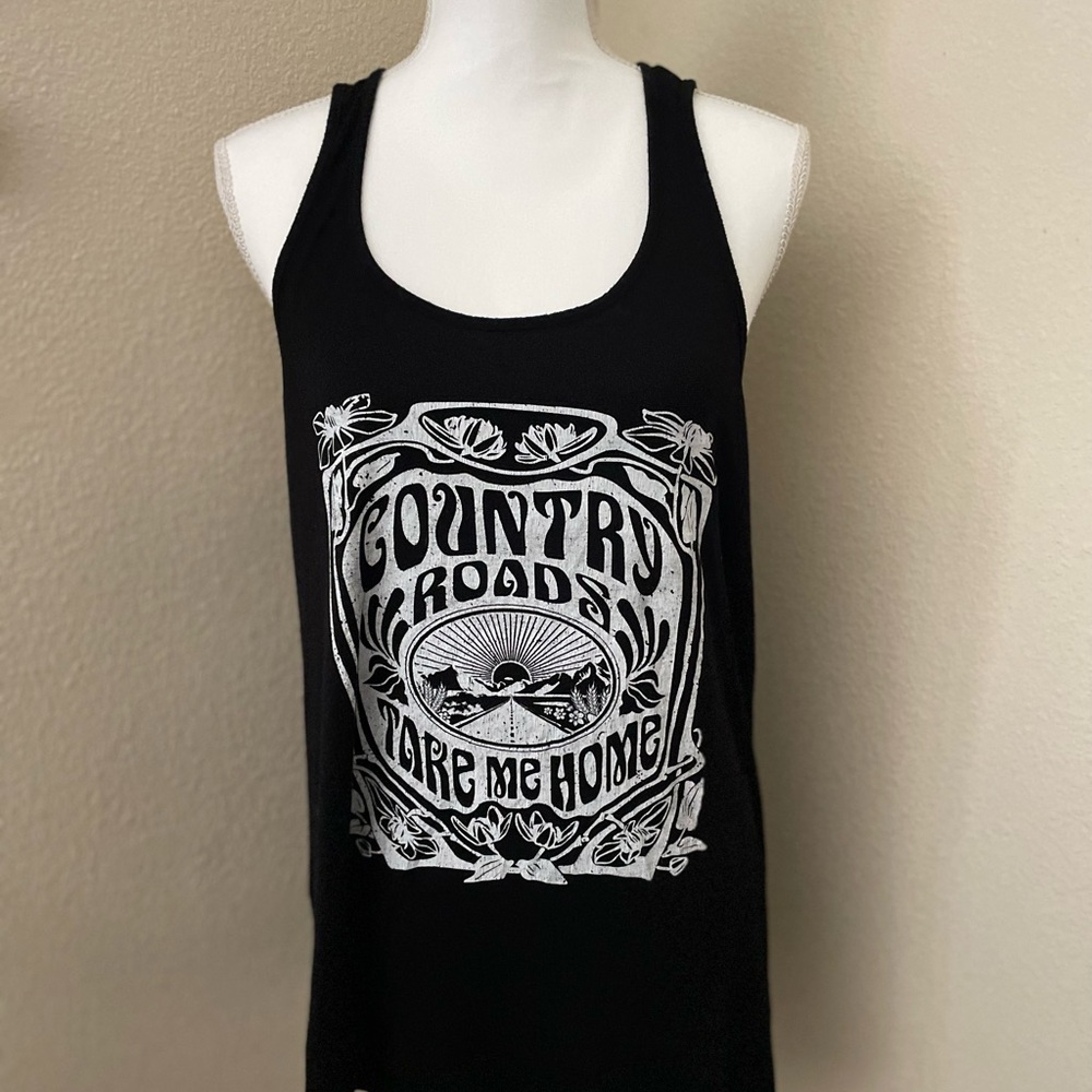 Black Super Soft Graphic Over Sized Tank Top